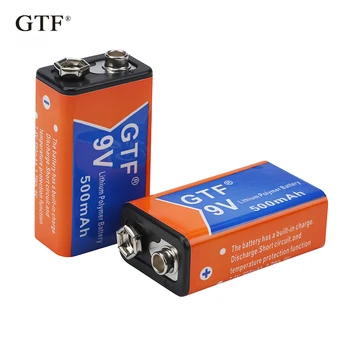 

GTF Original 100% capacity 9V 500mAh 650mah Rechargeable battery li-ion polymer battery EU/US plug 9V battery charger