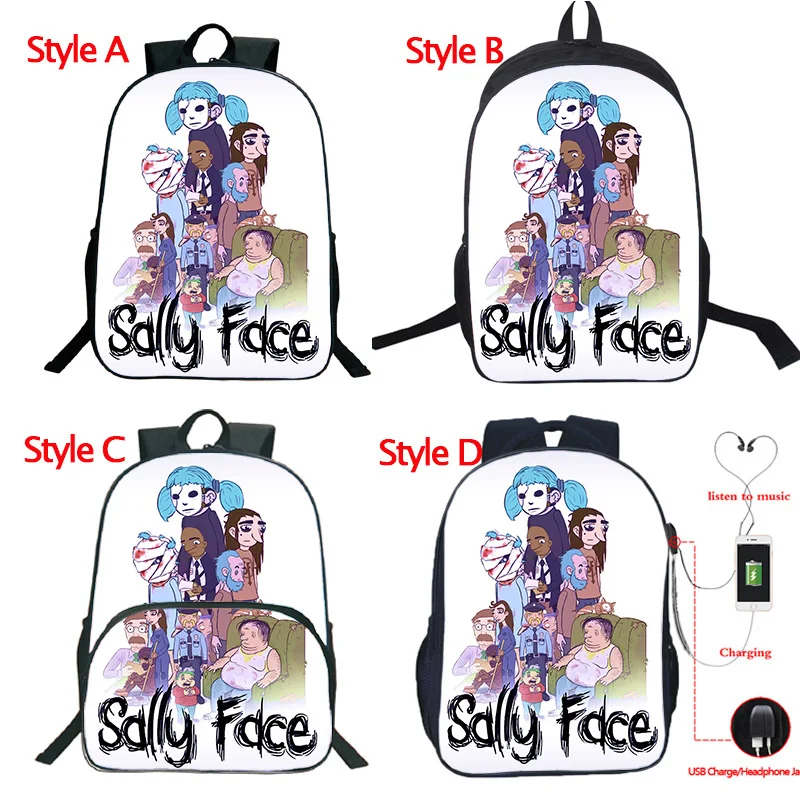 4 Красивый рюкзак Sally Face, рюкзак с USB зарядкой, большой емкости, рюкзак для школы, рюкзак для путешествий, рюкзак на плечо - Цвет: 4