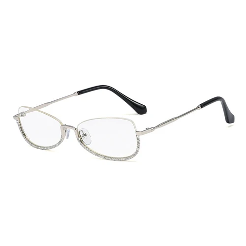 YDO Brand Rimless Glasses Frame Luxury Diamond Women Eyeglass Frame Vintage Prsecription Glasses Transparent Optical Eyeglasses - Frame Color: C1