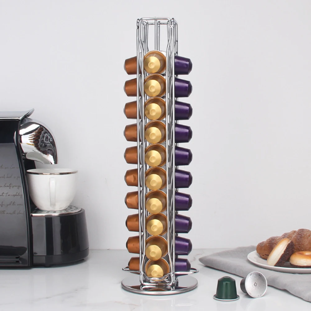 40 Nespresso Coffee Capsule Pod Holder Home Office Kitchen Rotatable