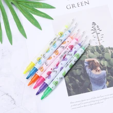 6 шт. милые двойные маркерные ручки в форме сердца для письма, школьные офисные канцелярские принадлежности 634B