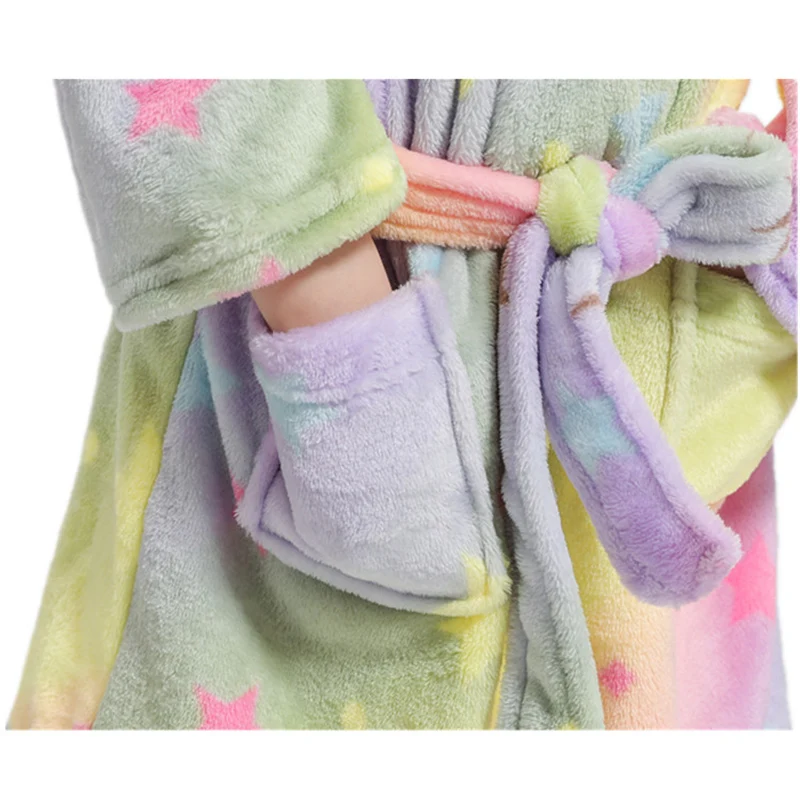 Детский флисовый Халат с капюшоном и единорогом cola, детские пижамы, халат, пижамы с животными кигуруми, пижамы для мальчиков и девочек