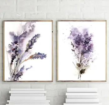 

Abstract Botanical Purple Lavender and Lilac Prints Flowers Painting Wall Art Canvas Painting Room Home Decor Unframed