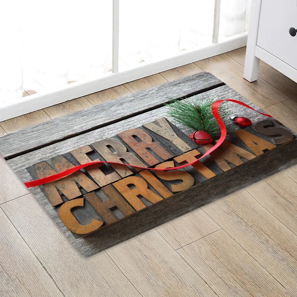 Рождественский Противоскользящий коврик для кухни, столовой, камина, фланелевый ковер, прочный Рождественский напольный коврик - Цвет: B
