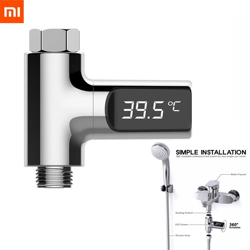 

Xiaomi Youpin LED Display Home Water Shower Thermometer Flow Self-Generating Electricity Water Temperture Meter Monitor For Baby