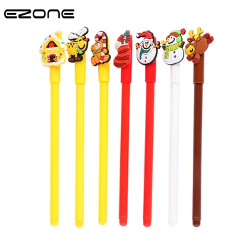 

EZONE 1PC Cartoon Christmas Series Gel Pen 0.5mm Black Ink Gel Pen Cute Elk/Snowman/Santa Claus Gel Pen Students Gift Stationery