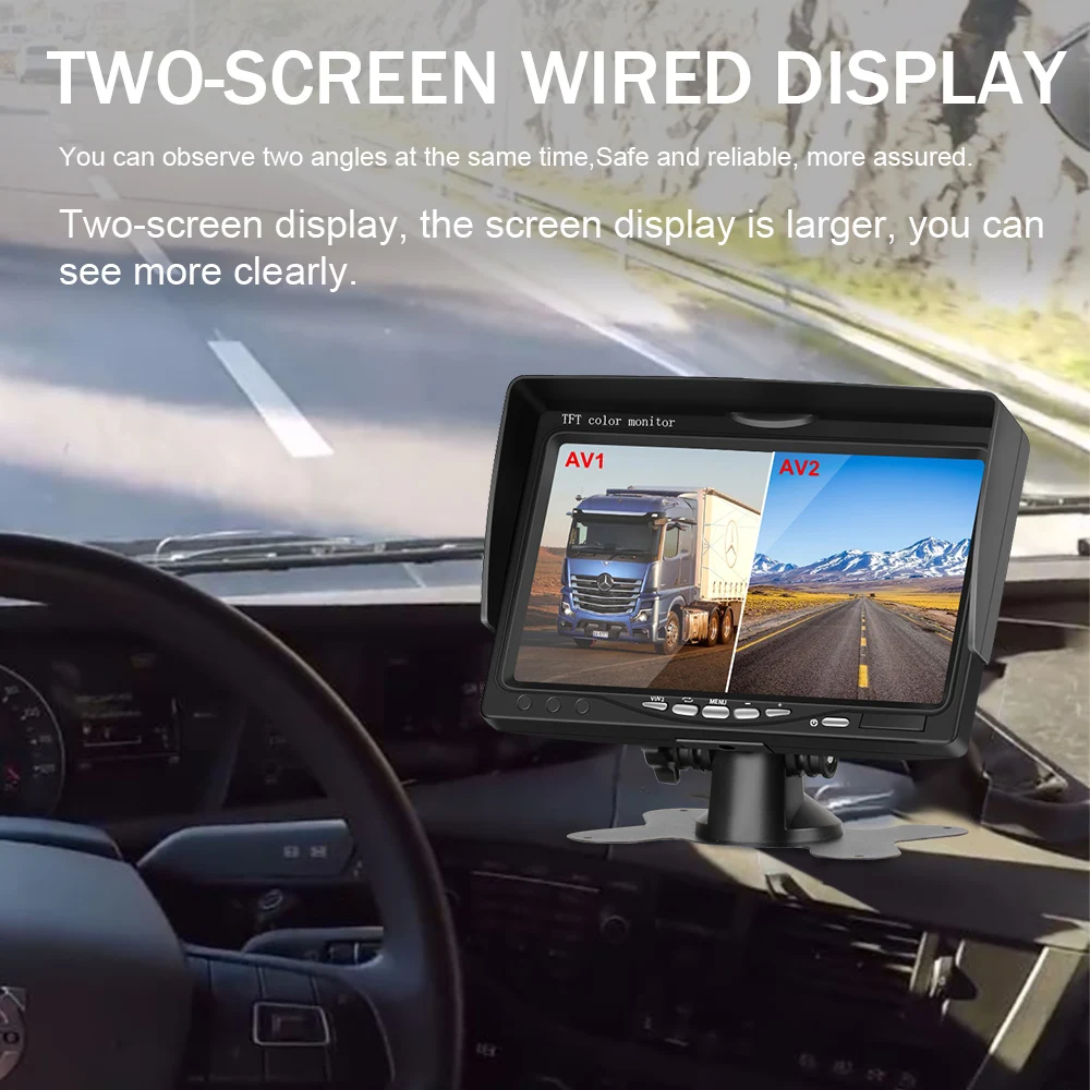 Аналоговая камера высокого разрешения 7 дюймов грузовик автомобильный  монитор 2CH видеорегистратор IPS Экран Регистраторы для жилого автофургона  обратный резервный Авто Камера ACDC 12-24V | AliExpress