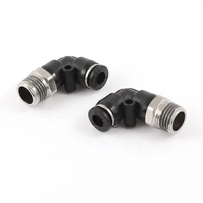 

2 Pcs Pneumatic 6mm to 1/4" PT Male Thread 90 Degree Elbow Pipe Quick Connector