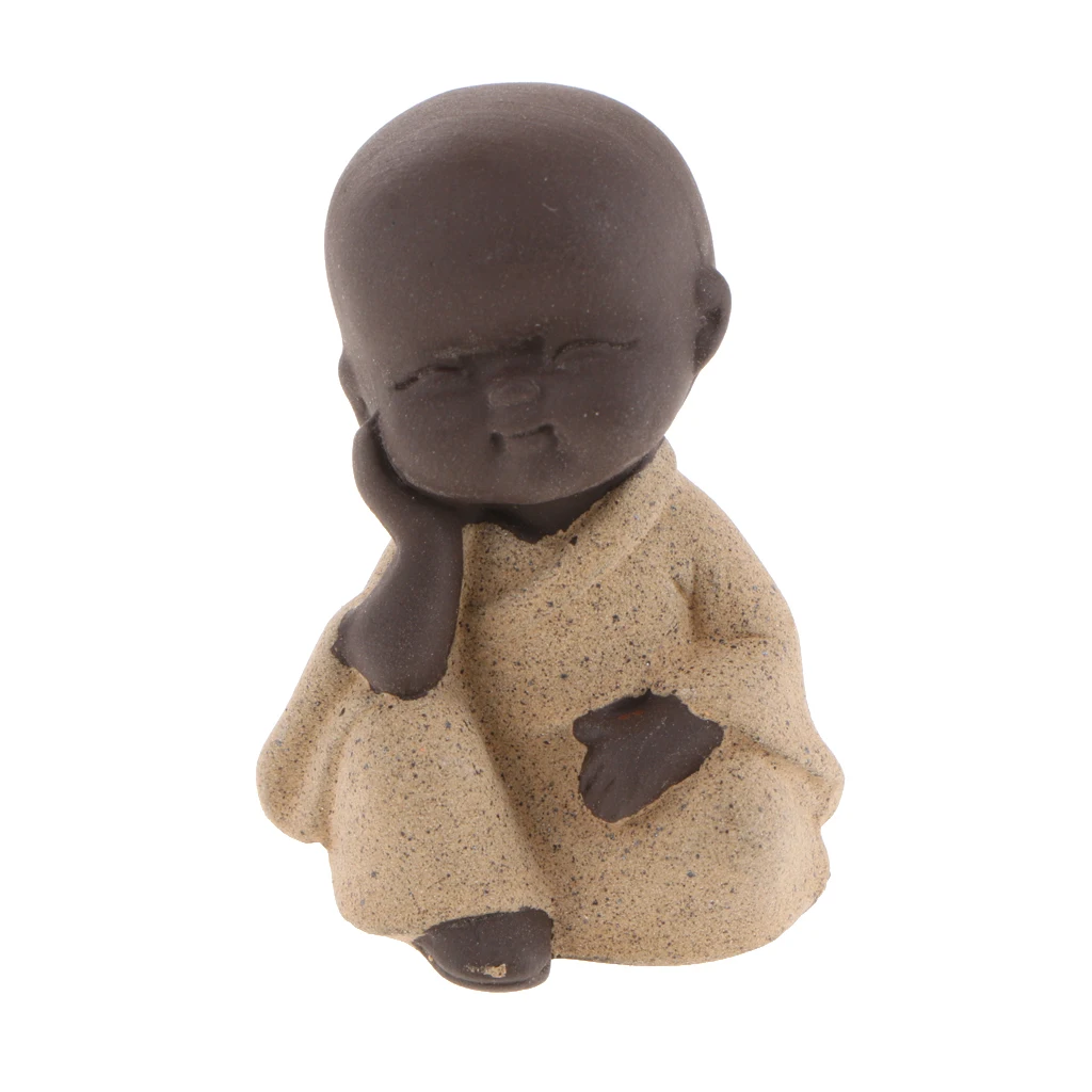 Little Buddha Statue Monk Tea Pet for Zen Garden Sand Decoration Yoga Meditation
