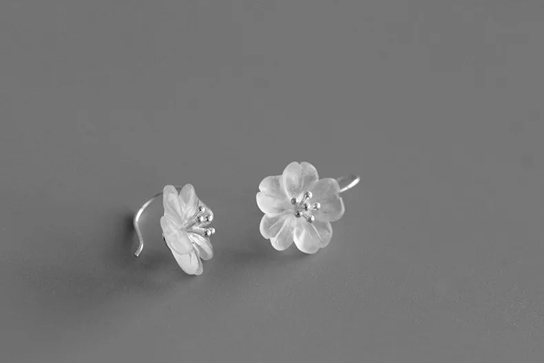 Оригинальные настоящие 925 чистого серебра OL дождь цветок белый кристалл серьги женские Бутик ювелирные изделия памятный подарок свадьба