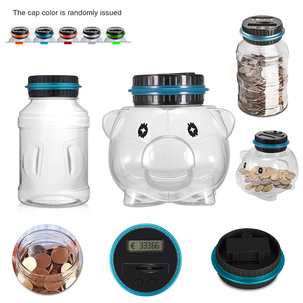 1.8L Piggy Bank Counter Coin Electronic Digital LCD Counting Coin Money Saving Box Jar Coins Storage Box USD EURO GBP Money