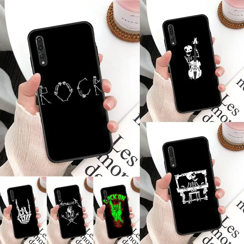 Rock roll Череп чехол для телефона Huawei Mate 30 Pro P20 P30 P40 pro lite Y7 Y6 2019 Honor 8X 8A 10 20lite 10i |