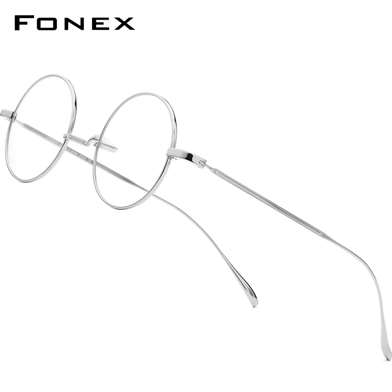 FONEX Титан оправа для очков Для мужчин Сверхлегкий Ретро женщин Круглый