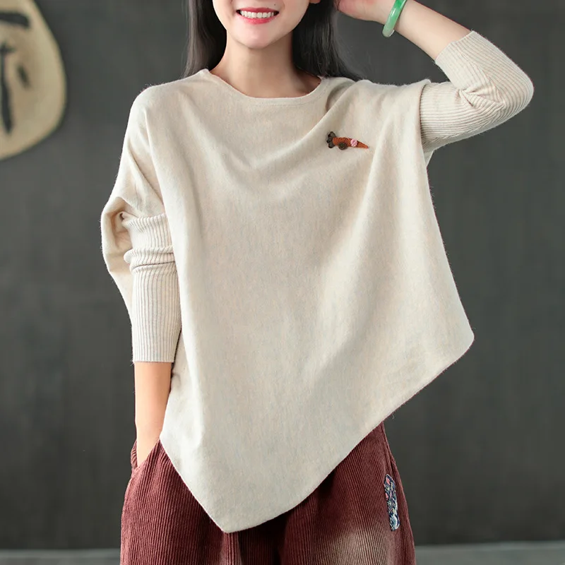 

good quality plus size women clothing batwing sleeve irregular pullovers winter sweaters