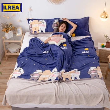 

LREA плед bluecartoon gentleman bear print coral fleece bed cover blanket adult travel blanket winter decorations for home