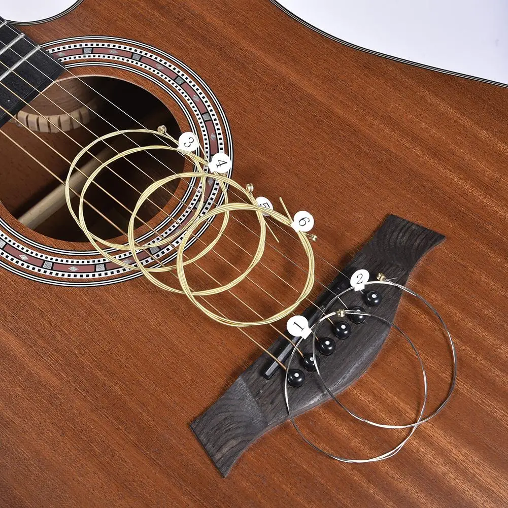 6 шт./компл. универсальная Акустическая гитара из латуни с шестигранной головкой Сталь струны с сердечником для музыкальных инструментов Гитары Струны для гитары