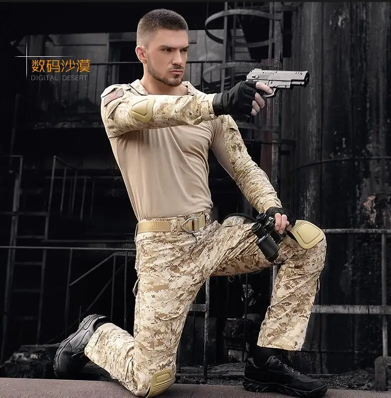 Унисекс, камуфляжная форма Frogman, военная, боевая, камуфляжная одежда, для охоты, стрельбы, CS Ghillie, костюм - Цвет: Digital Desert