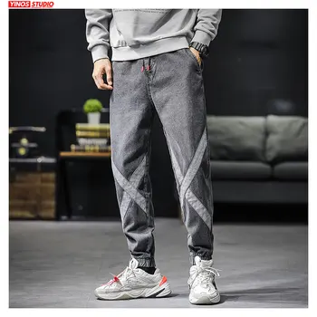 

Dropshipping Male Solid Baggy Demin Jeans Men Streetwear Full Length Pants Mens Loose Demin Pants