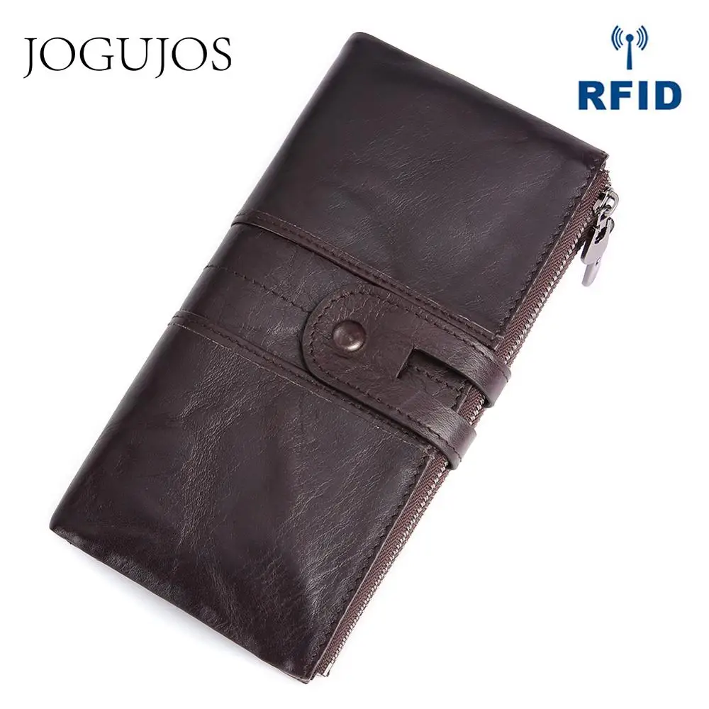 

JOGUJOS New Design Women Genuine Leather Wallet Female Clutch RFID Credit Card Wallet Women Long Zipper Coin Purse Wallet