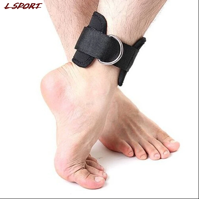 Black Adjustable Ankle Guard Strap D-ring Thigh Leg Pulley Gym Weight Lifting Multi Cable Attachment Fitness Protection