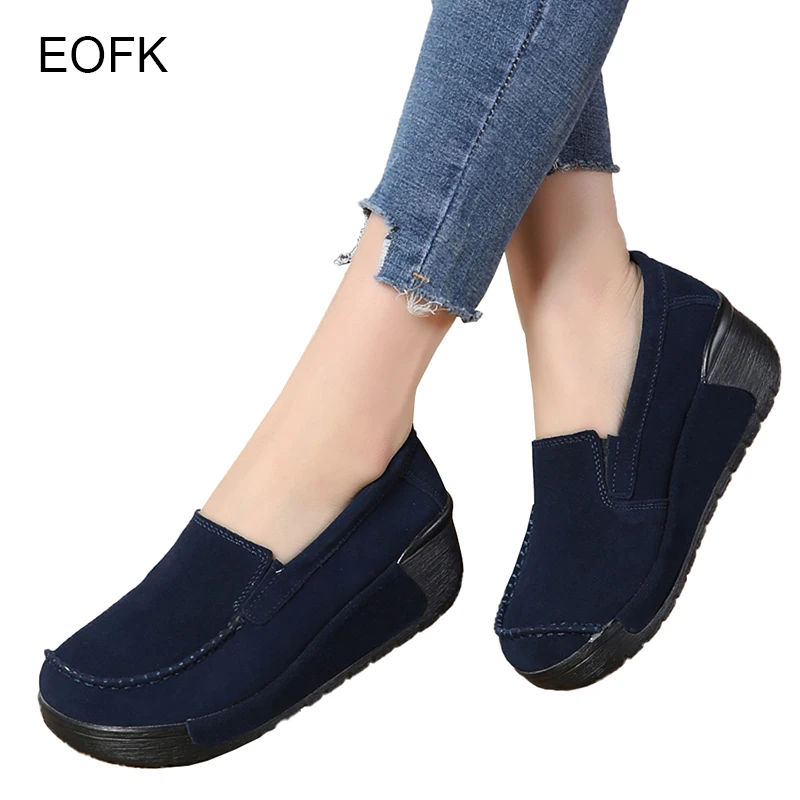 Autumn Spring Moccasins Women Flats Platform Shoes Woman Round Toe Slip-on Loafers Ladies