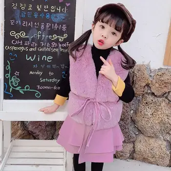 

Children Faux Rabbit Fur Vest Coat Imitation Fur Waistcoat Boy Girl Sleeveless Warm Outerwear Modis Kids Clothes Jacket Y2243
