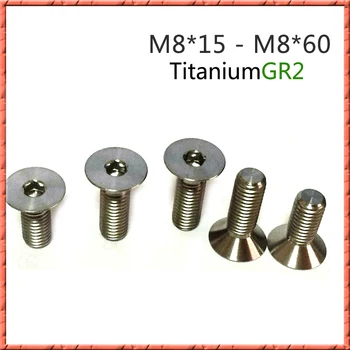 

30-50pcs/lot M8*L din7991 Pure Titanium flat head countersunk socket screw titanium alloy small screw GR2 M8*15/20/25-50/55/60