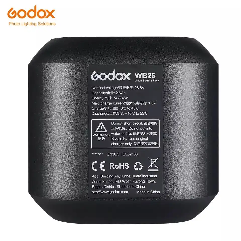 Godox WB26 2 6 Ач AD600PRO оригинальный литиевый аккумулятор для C26 Зарядное устройство