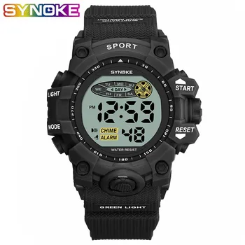 

SYNOKE Green Men Sport Digital Watch Style Light Colorful Shock Cool Alarm Fashion Back Light Digital Watch Montre Homme