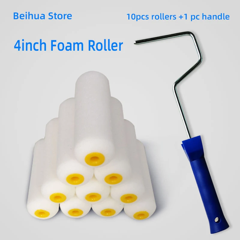 paint brush drawing 11pcs/set 4inch Foam Roller Brush Kit Sponge Paint Rollers for Wall Decoration Painting Tools Decorative Brushes for Interior paint roller tray