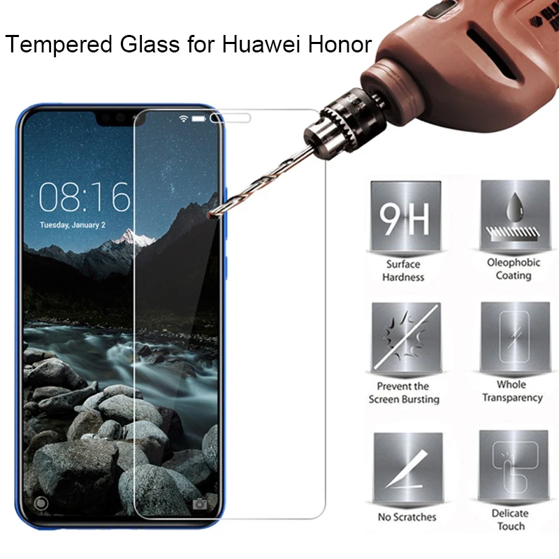 

Tempered Glass for Honor 10 Lite Note 9 Screen Protector Clear Protective Phone Front Film for Huawei Honor View 8 Pro 7S Play