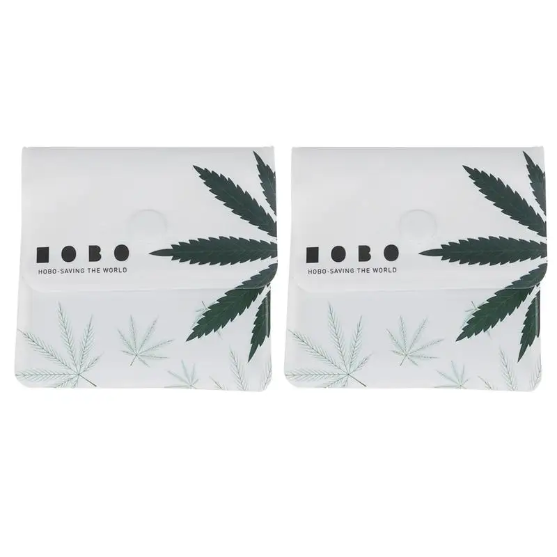 2Pcs Portable Cigarette Ash Bags Creative Green Leaf Pattern Ash Pockets Pratical Cigarette Ash Holder