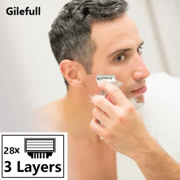 

28pcs/pack Men's Razor Blade Compatible for Gillettee Mache 3 Machine Shaving Razor Blade for Men Face Care