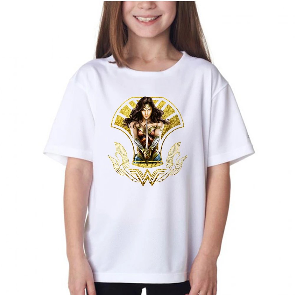 Wonder Women Girl T Shirts Summer Aesthetic Clothes Superhero Kids Oversized T-shirt Urbano Casual Children's Tops Y2k Camiseta t-shirt in kid	