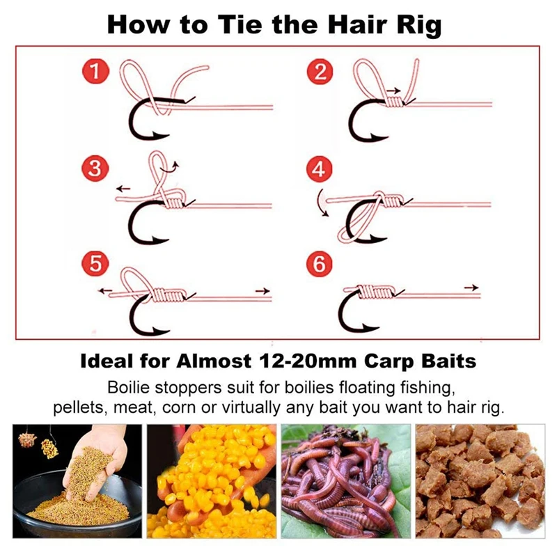18pcs Carp Fishing Hair Rigs Carbon Steel Curved Barb Carp Hooks Barbed Thread