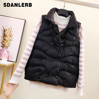 

Women Vest Short Sleeveless Bread Coat 2019 Fall Winter New Korean Loose Cotton-padded Vest Waistcoat Students All-match Coats