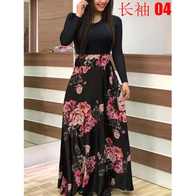 Oufisun Spring Autumn Hohemia Womne's Dress Casual Patchwork Parint Maixi Dresses Elegant Tunic Boho Party Midi Dresses Vestidos