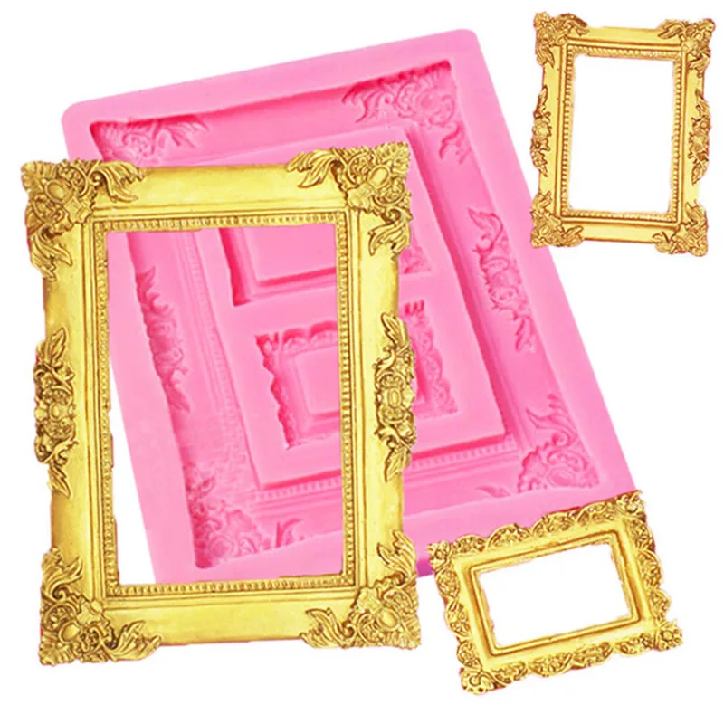 

Classic Retro Photo Frame DIY Fondant Cake Biscuit Clay Epoxy Plaster Decoration Modeling Tool Handmade Silicone Mold
