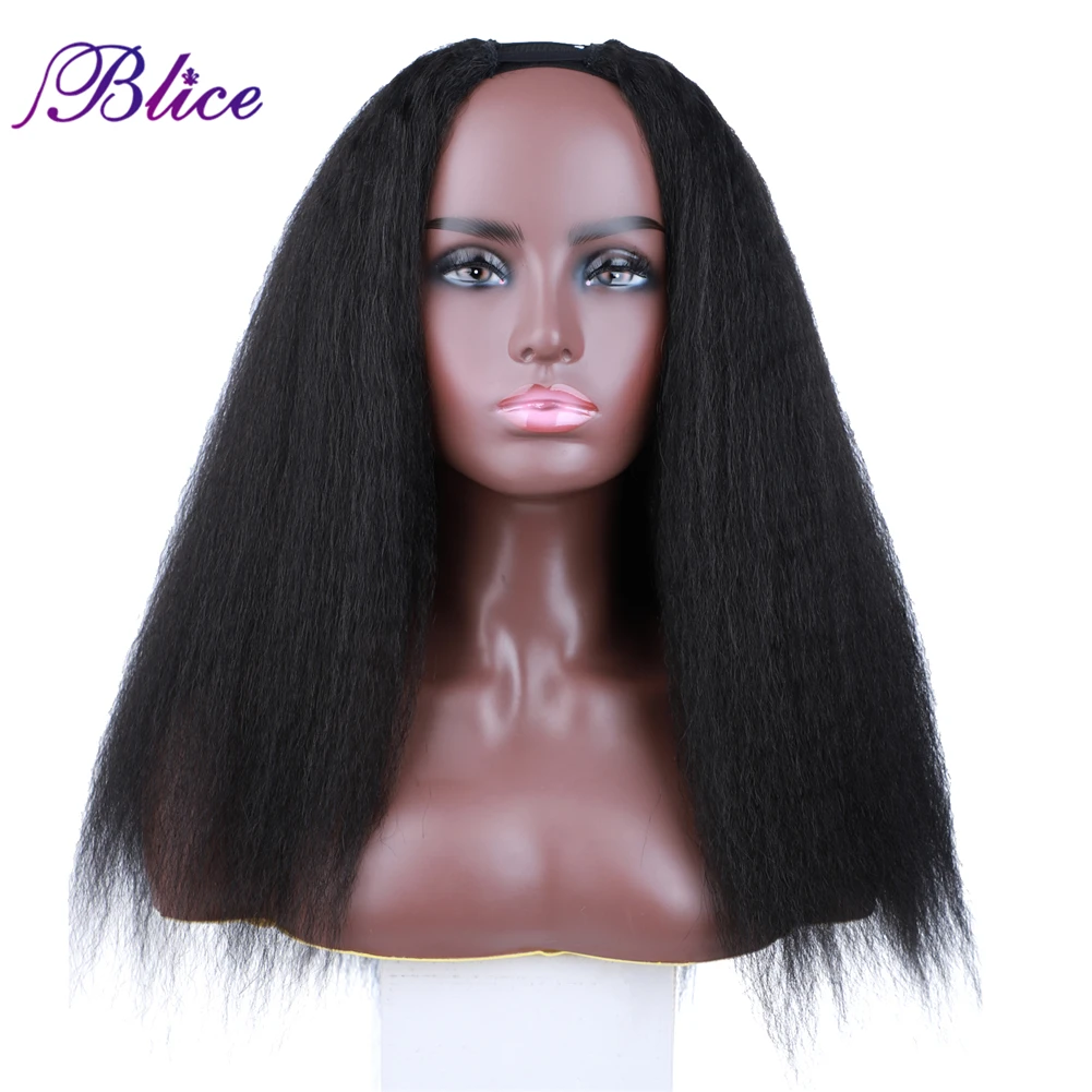 Yaki Wig Head-Bang Half-Wigs U-Part Synthetic-Hair Clip-In Natural-Shape Glueless Black