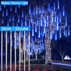 16 Tubes Christmas LED Meteor Shower Garland Festoon Holiday Strip Light Outdoor Waterproof Fairy Light For Street Decoration