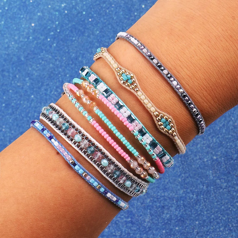 Bracelet Handmade Jewelry-Accessories Crystal-Bead Woven Boho MIYUKI BLUESTAR 6pcs One-Set
