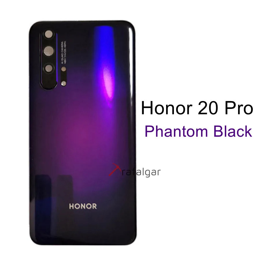 Honor 20 задняя крышка батарейного отсека задняя дверь со стеклянной панелью Корпус чехол для huawei Honor 20 Pro Задняя стеклянная крышка+ объектив камеры+ клей - Цвет: Honor 20 Pro Black