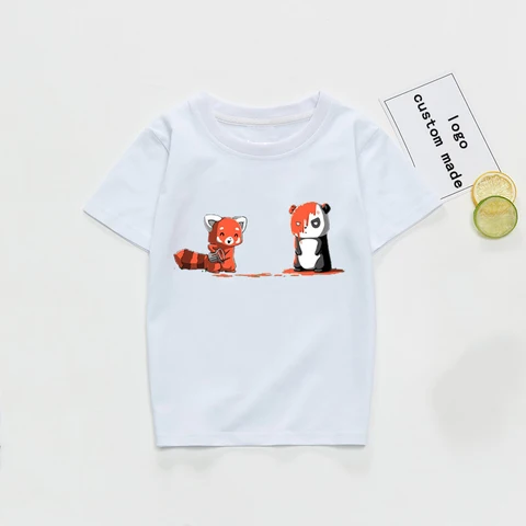 Panda Print Kids Tshirt Boy Girl T Shirt for Children Toddler Girls Clothes Kawaii Baby Clothing Funny Top Harajuku Tshirt