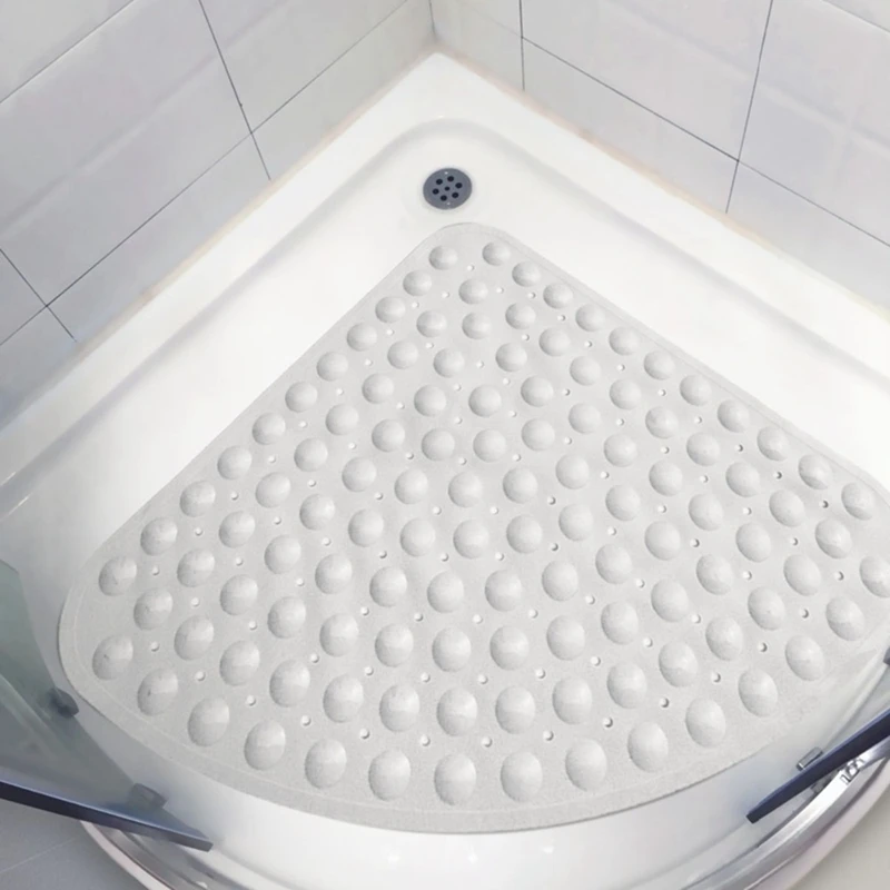 Corner Bath Shower Mat Non Slip Quadrant Sector Rubber Anti-Bacterial 54x54cm US 
