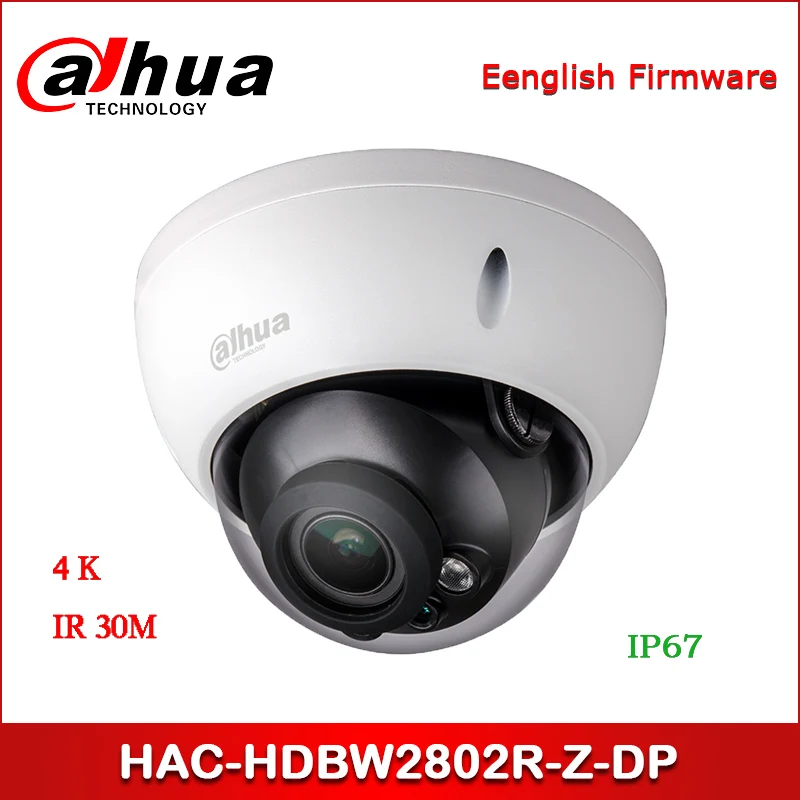 

Dahua HAC-HDBW2802R-Z-DP 4K Starlight HDCVI IR Dome Camera 3.7-11mm motorized lens Audio in interface CCTV Camera