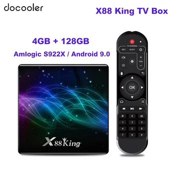 

X88 King Smart Android 9.0 TV Box Amlogic S922X Hexa-core Mali-G52 MP6 TV Box BT5.0 4GB+128GB 4K Media Player 2.4G/5G Dual WiFi