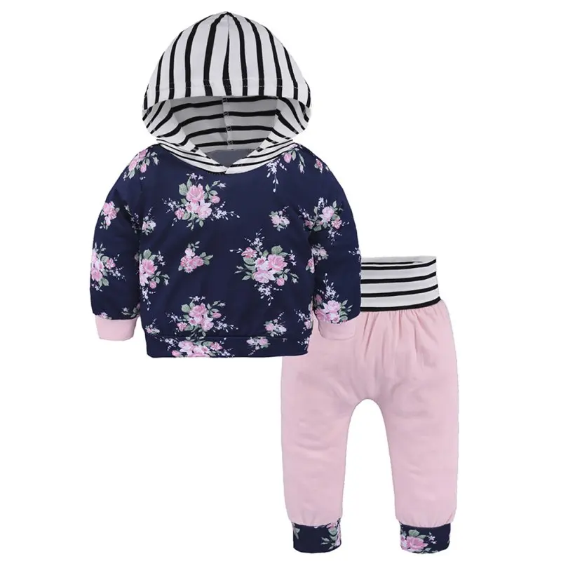 

Promotion Spring Baby Girl Boy Cartoon Cotton Long Sleeve Cat Print Hooded Tops Sweatshirt+Trousers Infant Outfits Clothes Set
