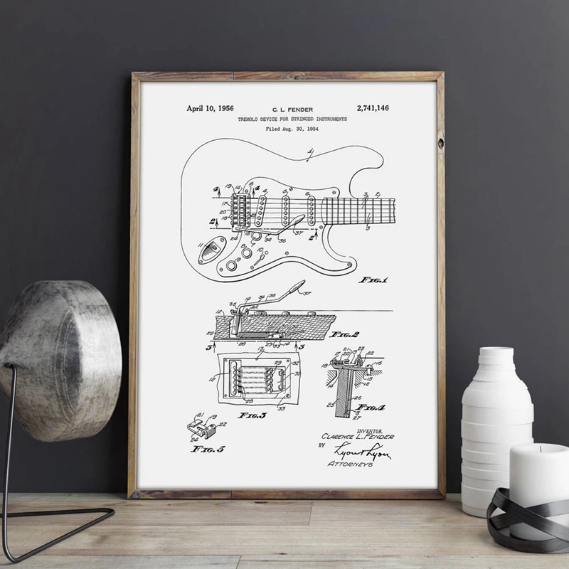 Fender-Guitar-Tremolo-Poster-Whammy-Bar-Art-Prints-Music-Room-Decor-Vintage-Blueprint-Canvas-Painting-Picture (3)