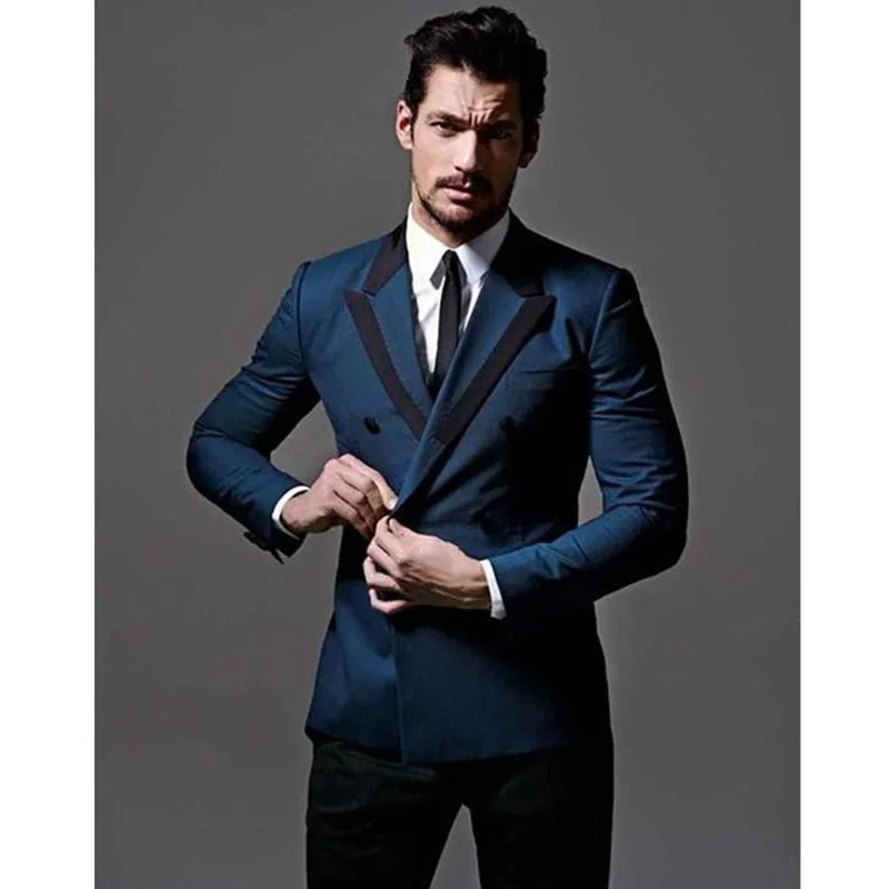 Новые мужские костюмы синий пиджак и брюки черного цвета мужские костюмы смокинги жениха последние конструкции пальто брюки официальный деловой костюм на заказ