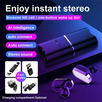 

New Style Mini TWS Wireless Bluetooth Earphones Stereo Sport In-ear Earbuds Earphone With Charging Box Fit for iPhone 11 Pro Max